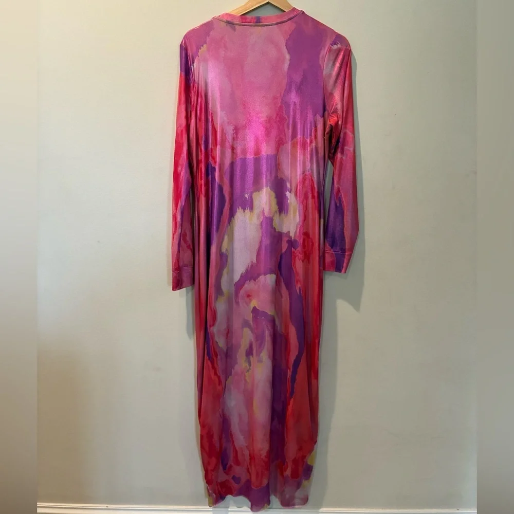 AFRM Shailene Foil Long Sleeve dress in Painted Orchid - Picture 4 of 6